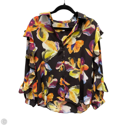 Blouse Long Sleeve By Chicos In Floral Print, Size: S
