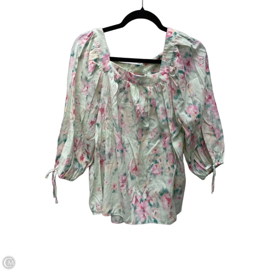 Top 3/4 Sleeve By Lc Lauren Conrad In Floral Print, Size: L