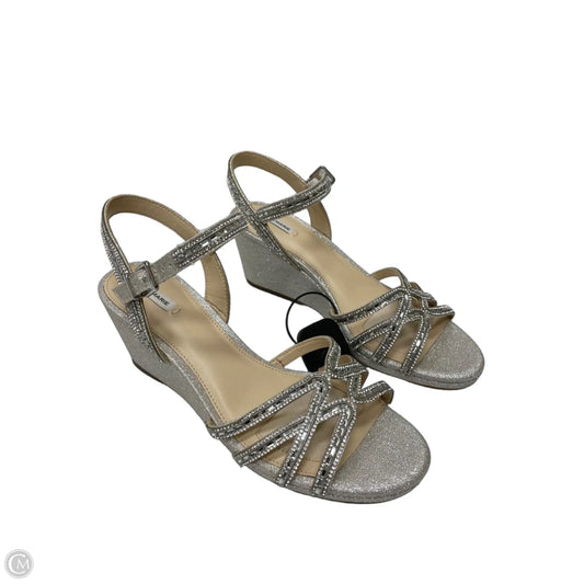 Sandals Heels Wedge By Alex Marie In Silver, Size: 9