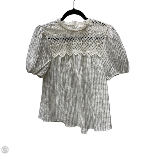 Blouse Short Sleeve By Mine In Cream & Grey, Size: L