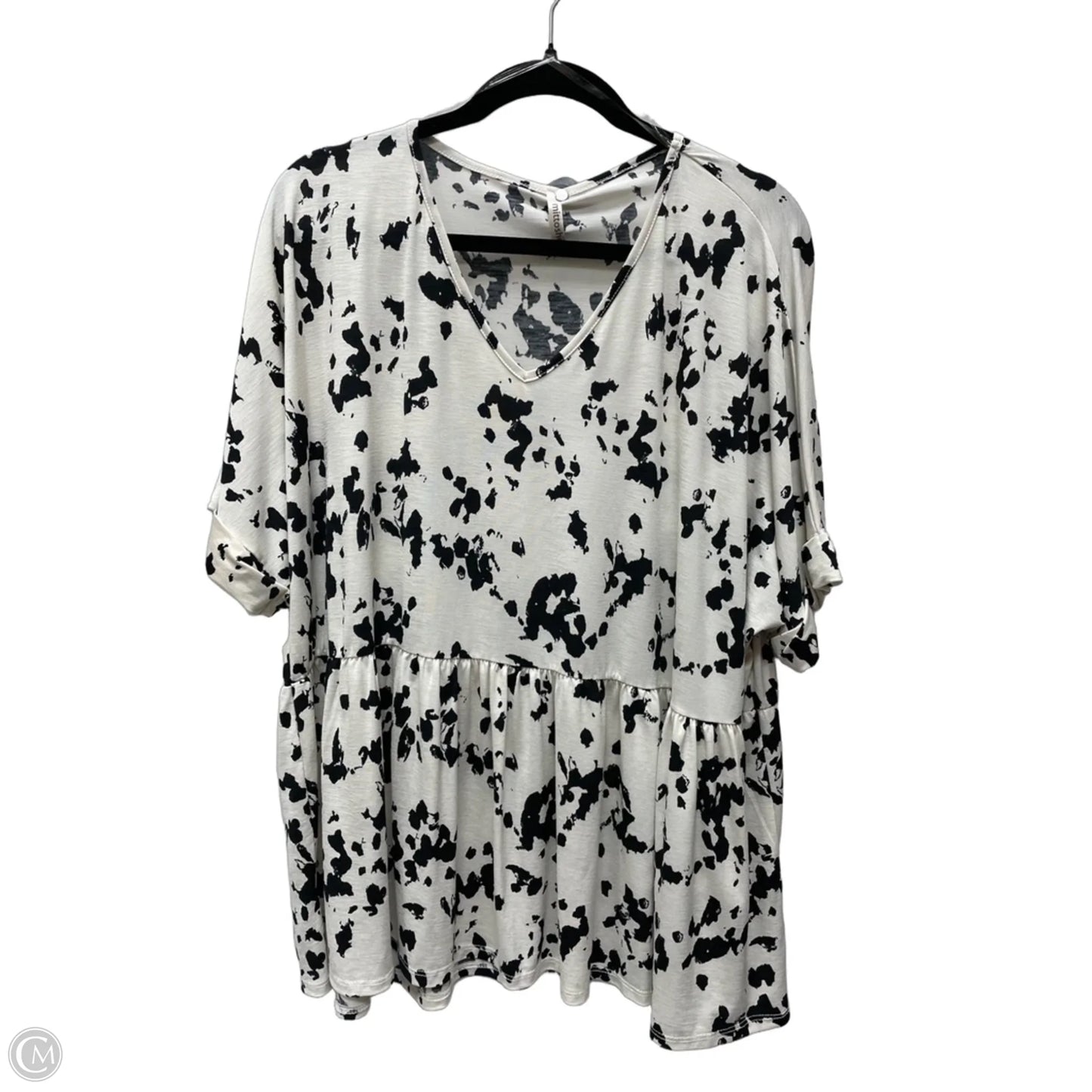 Top Short Sleeve By Mittoshop In Black & Cream, Size: Xl