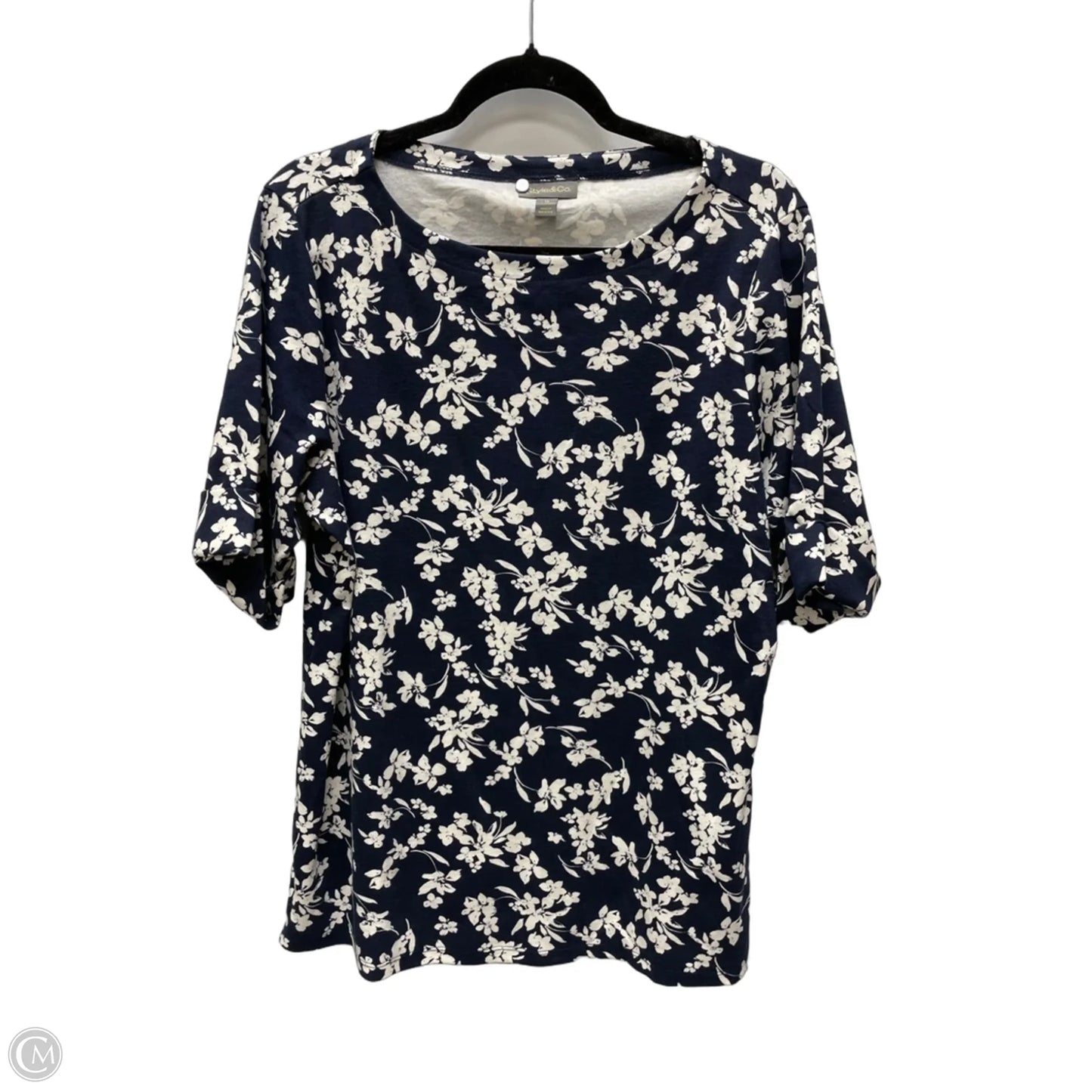 Top Short Sleeve By Style And Company In Floral Print, Size: 1x