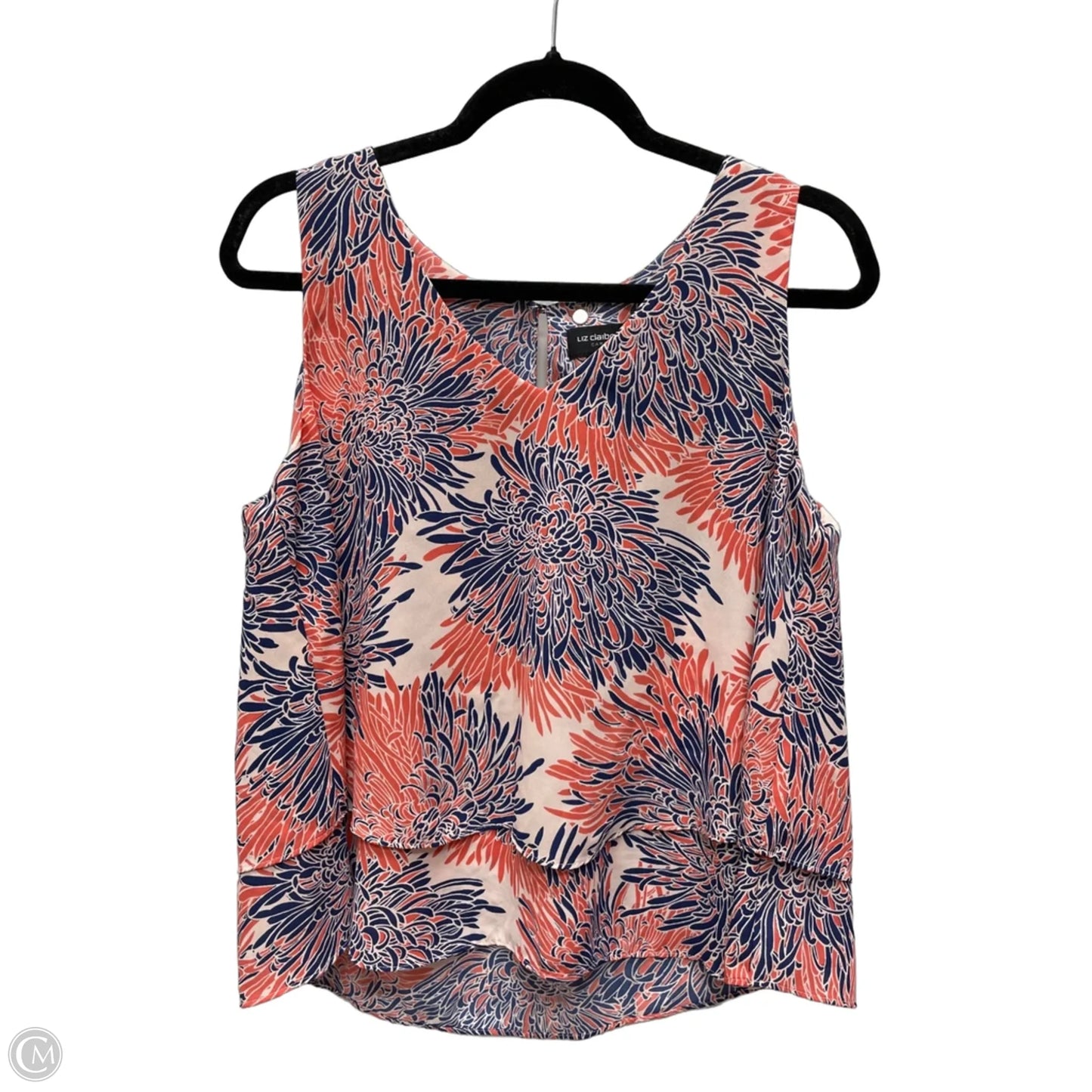 Blouse Sleeveless By Liz Claiborne In Blue & Orange, Size: M