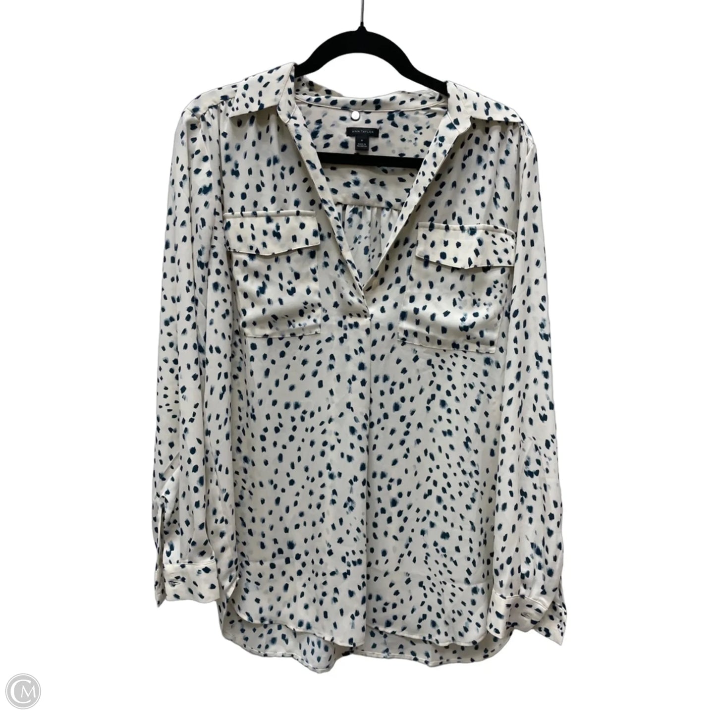 Blouse Long Sleeve By Ann Taylor In Cream, Size: M
