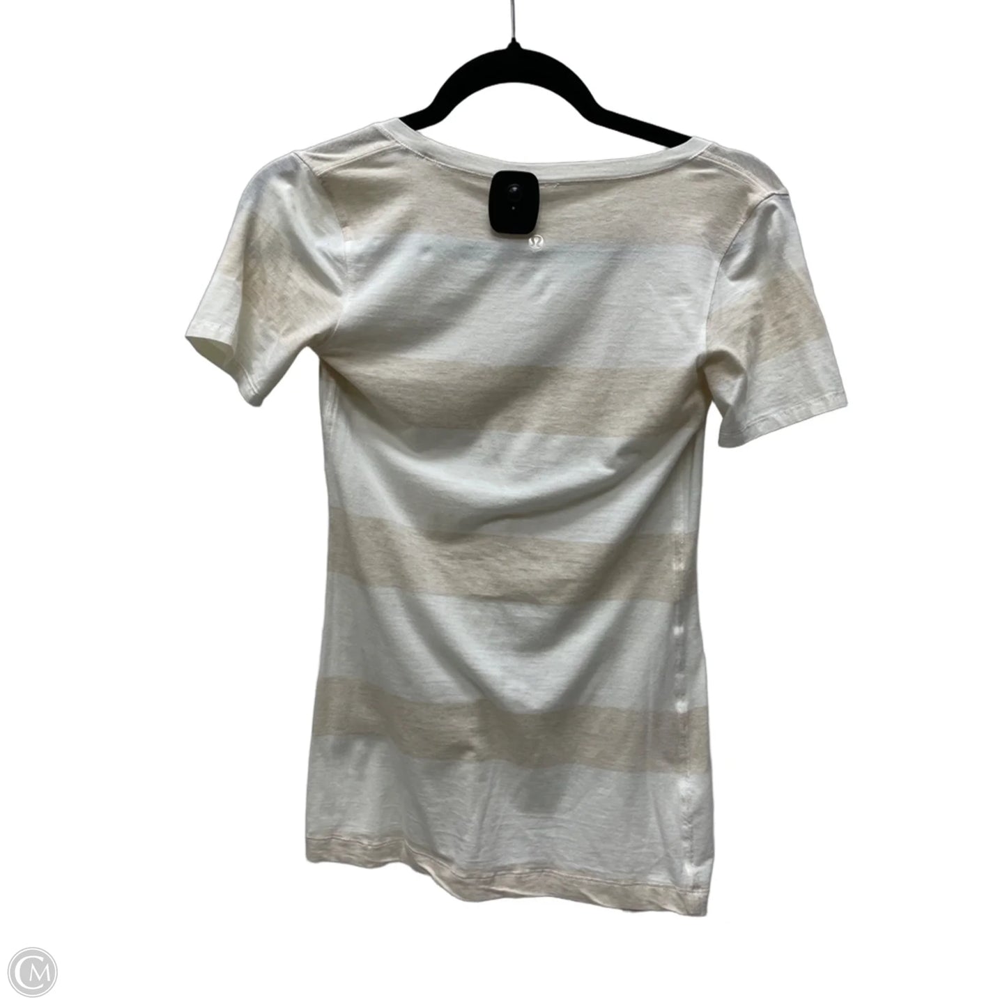 Athletic Top Short Sleeve By Lululemon In Striped Pattern, Size: S
