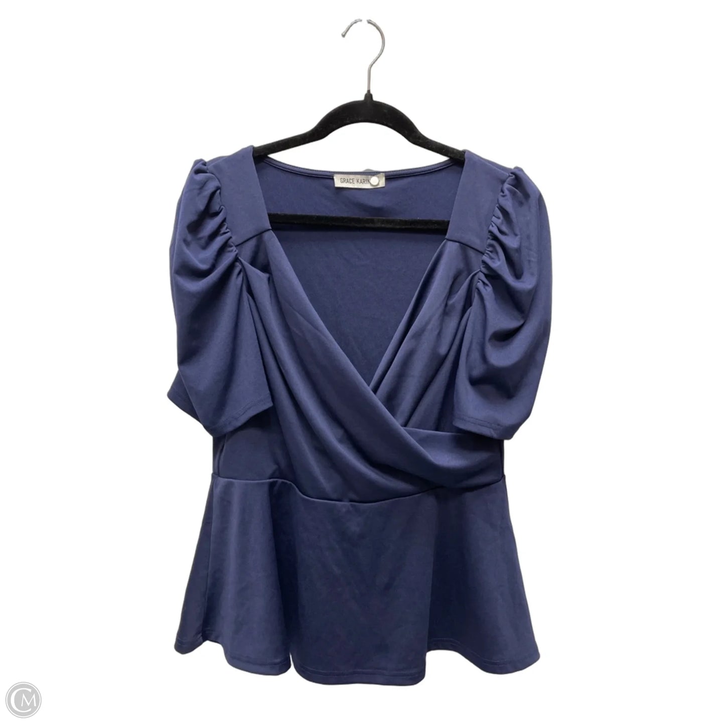 Top Short Sleeve By Grace Karin In Blue, Size: L