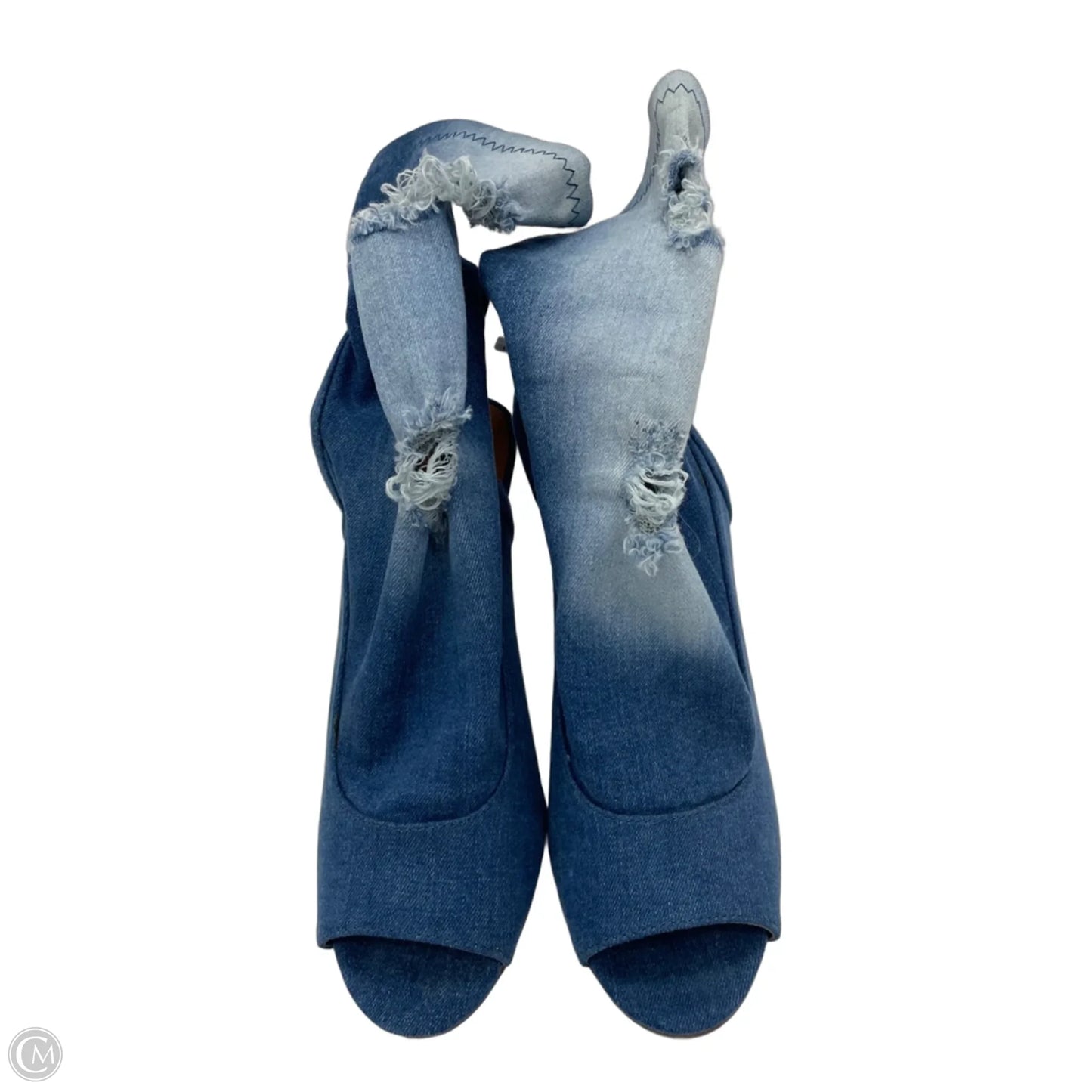 Boots Ankle Heels By Clothes Mentor In Blue Denim, Size: 6