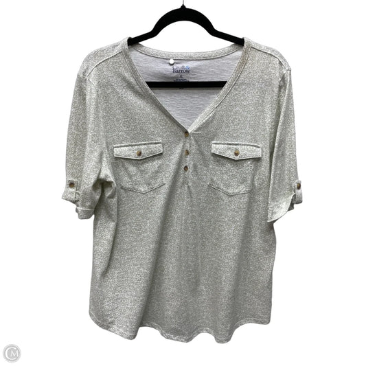 Top Short Sleeve By Croft And Barrow In Green & White, Size: Xl