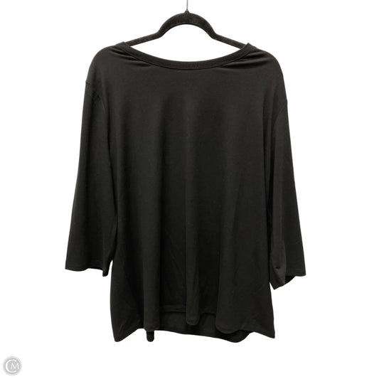 Top 3/4 Sleeve Basic By Clothes Mentor In Black, Size: 2x