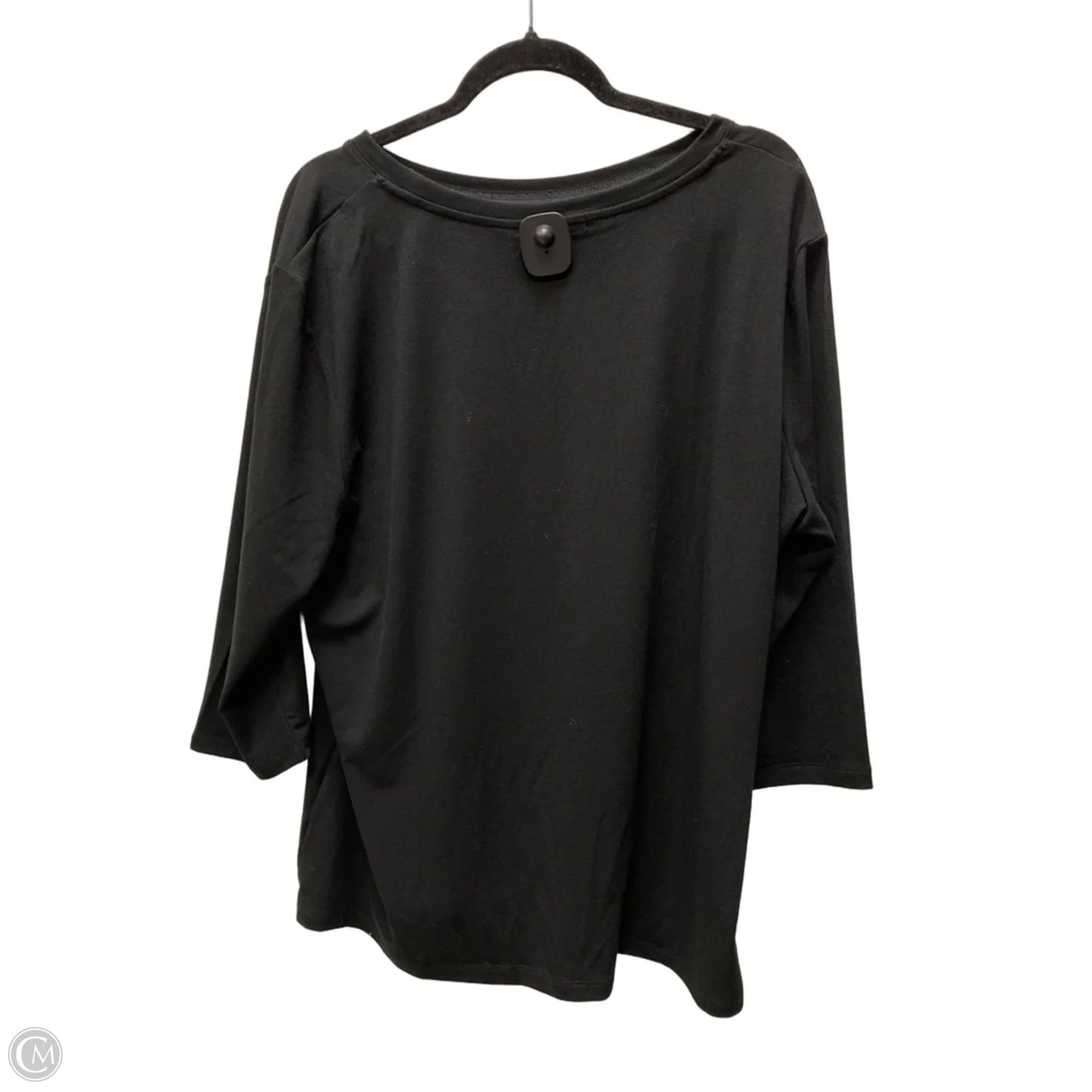 Top 3/4 Sleeve Basic By Clothes Mentor In Black, Size: 2x