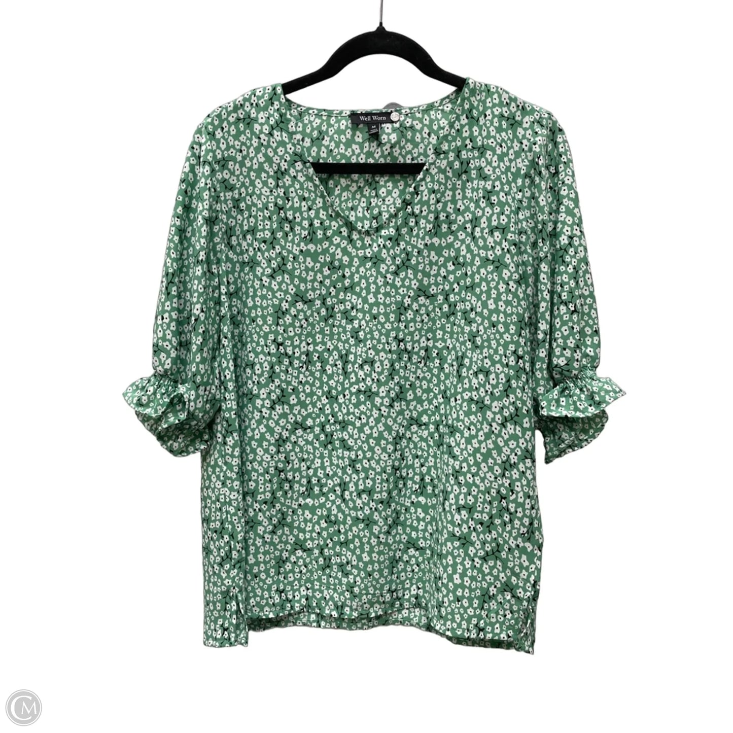 Blouse Short Sleeve By Well Worn In Floral Print, Size: M