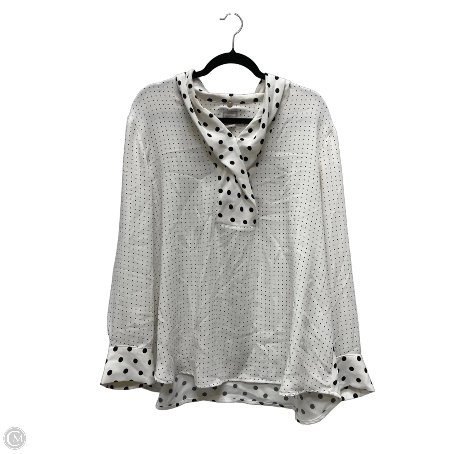 Blouse Long Sleeve By Chicos In Polkadot Pattern, Size: 1x