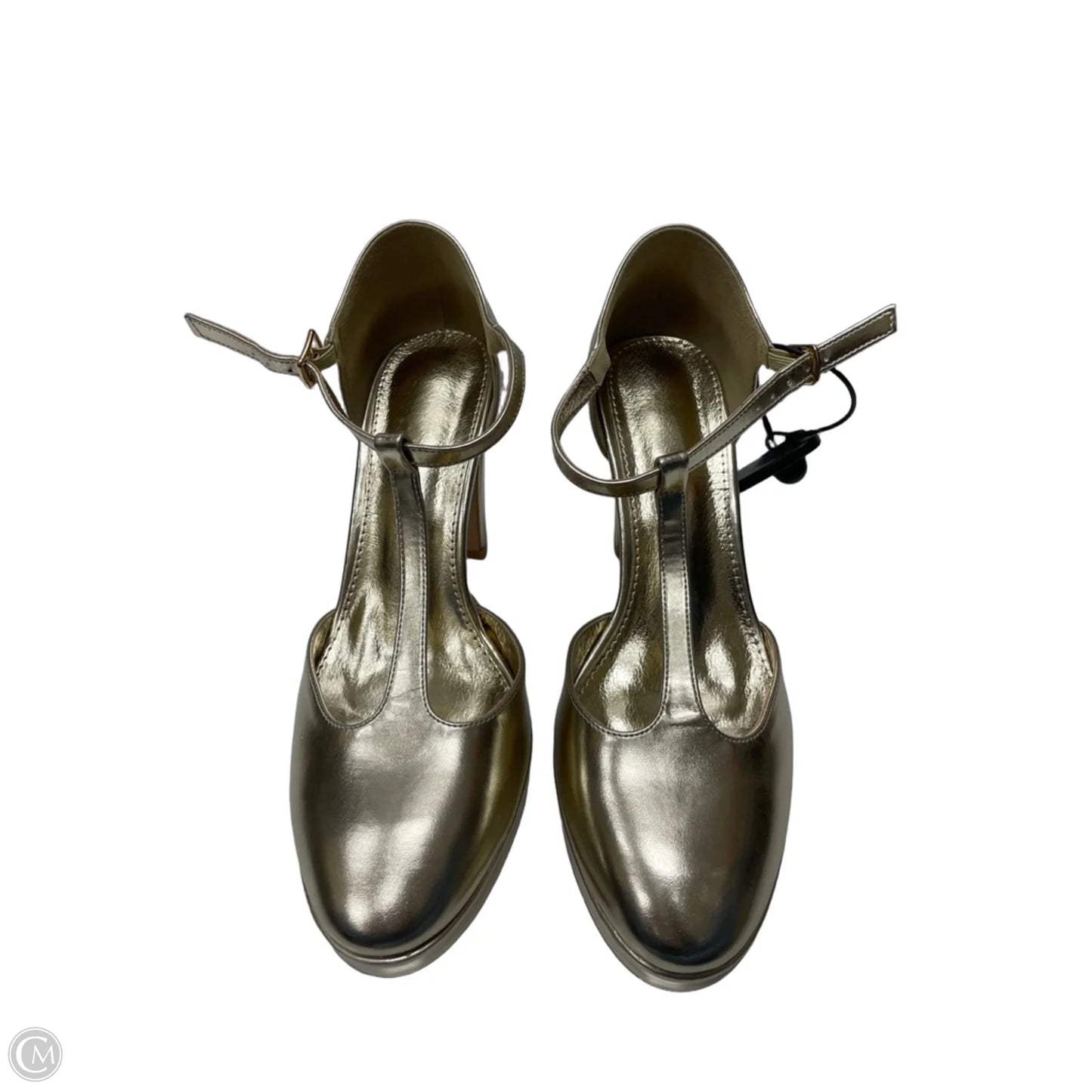 Shoes Heels Block By Clothes Mentor In Gold, Size: 9.5
