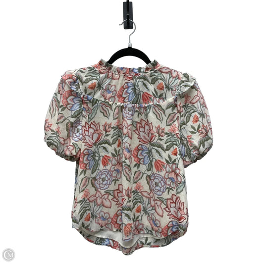 Blouse Short Sleeve By Loft In Floral Print, Size: Xs