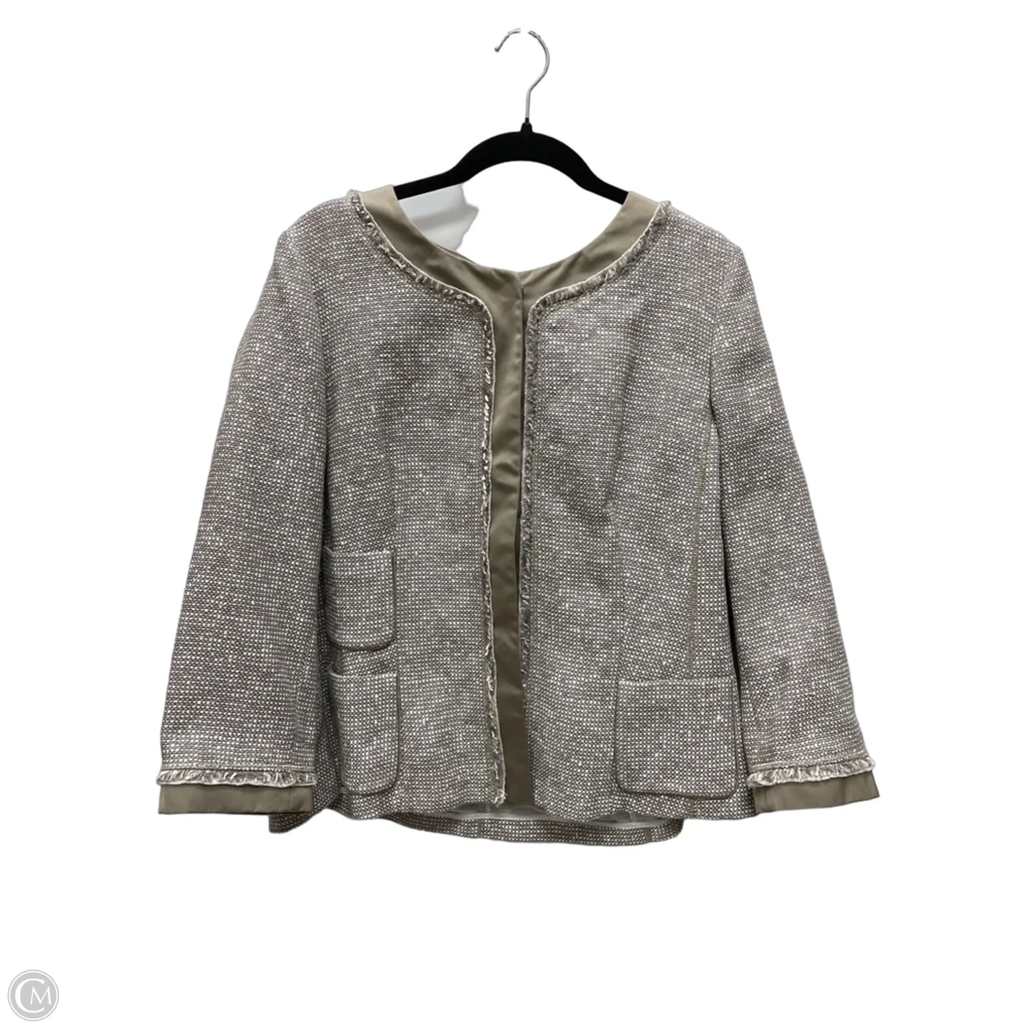 Jacket Designer By Lafayette 148 In Tan & White, Size: Xl