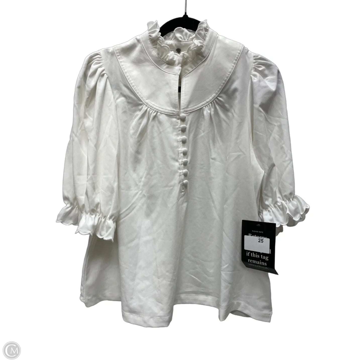 Blouse Short Sleeve By Pomander Place In Cream, Size: L