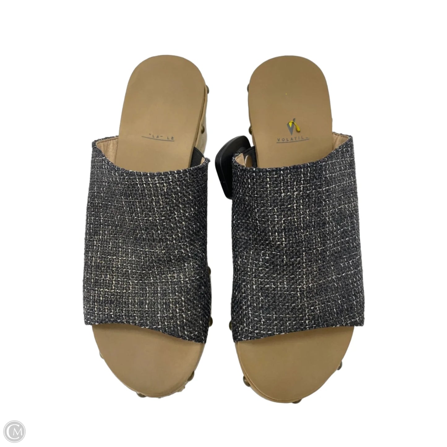 Sandals Heels Wedge By Volatile In Grey & Tan, Size: 8