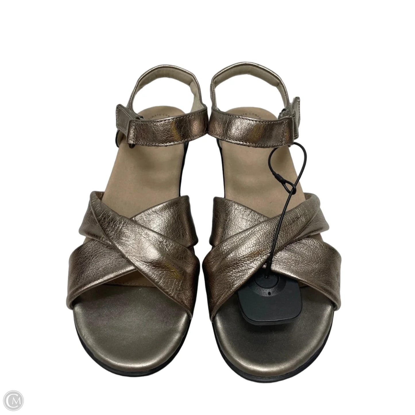 Sandals Heels Wedge By Clarks In Gold, Size: 9.5