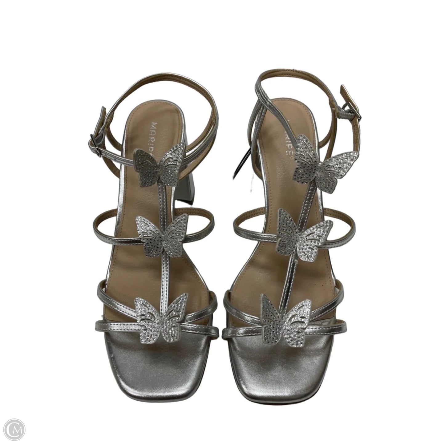 Sandals Heels Block By Maripe In Silver, Size: 11