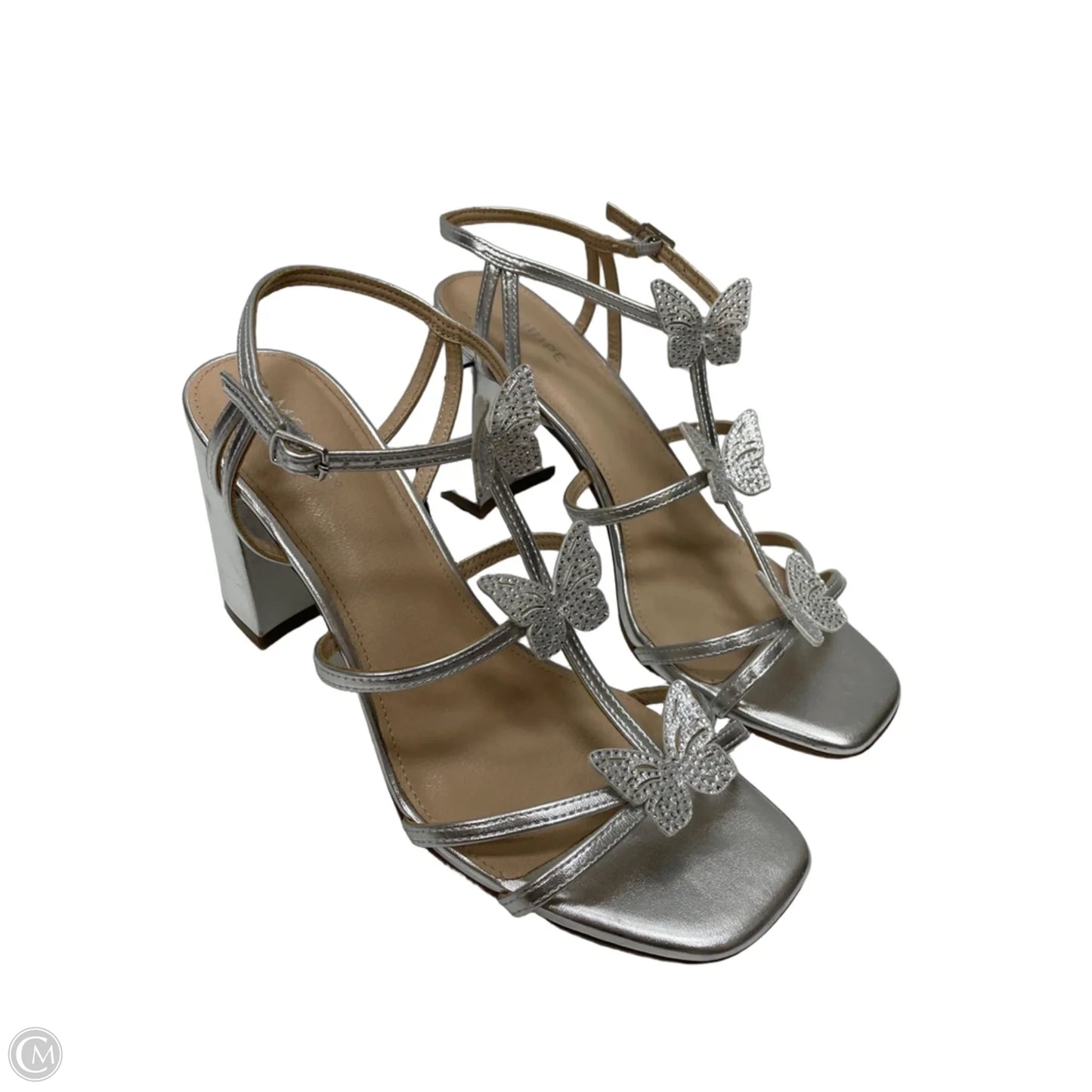 Sandals Heels Block By Maripe In Silver, Size: 11