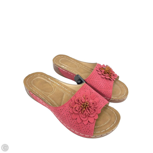 Sandals Heels Wedge By Clothes Mentor In Pink, Size: 7.5