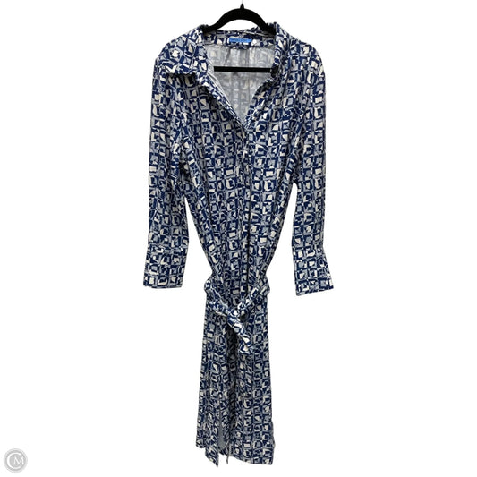 Dress Casual Midi By J Mclaughlin In Blue & Cream, Size: Xl