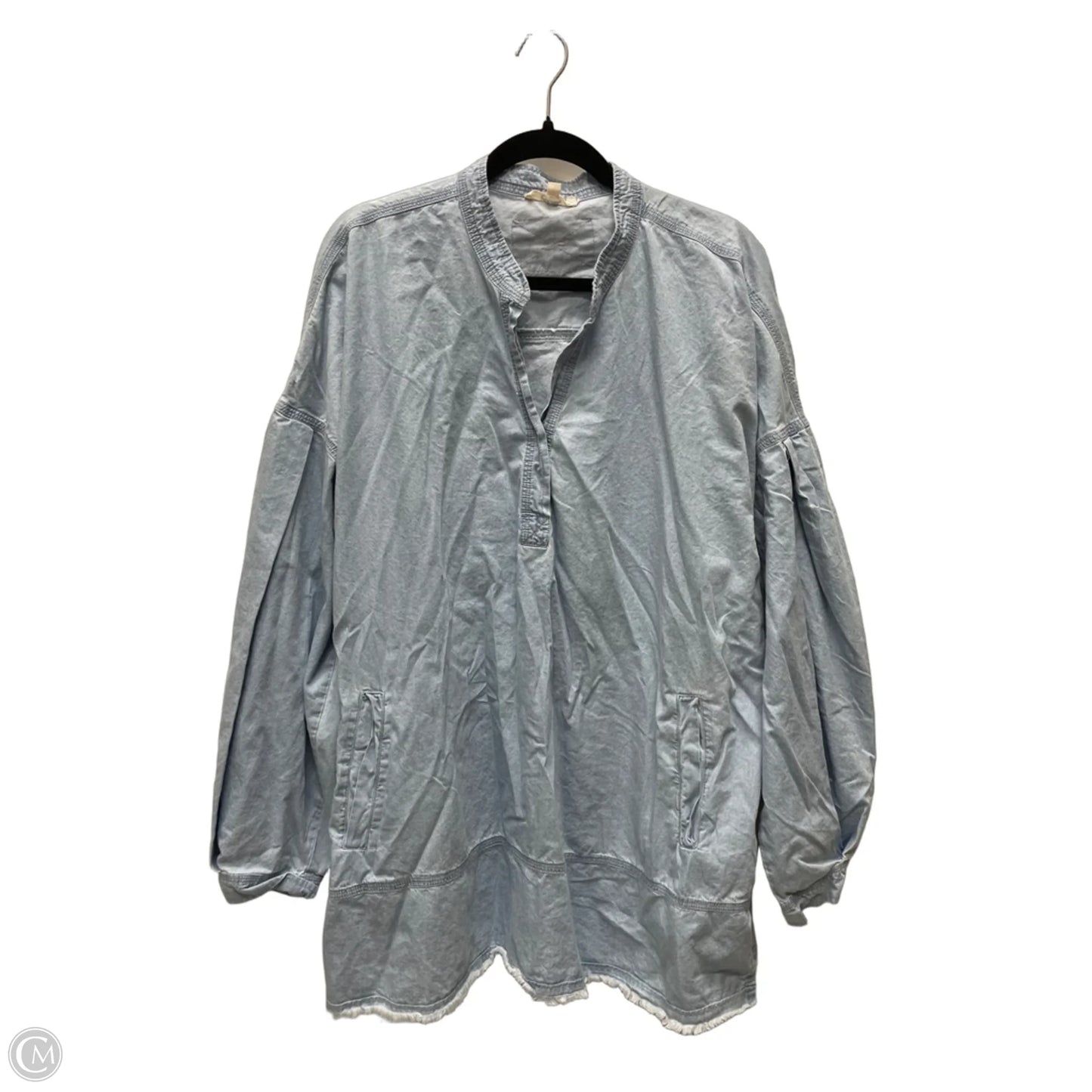 Tunic Long Sleeve By BLUE VELVET  In Blue Denim, Size: Xl