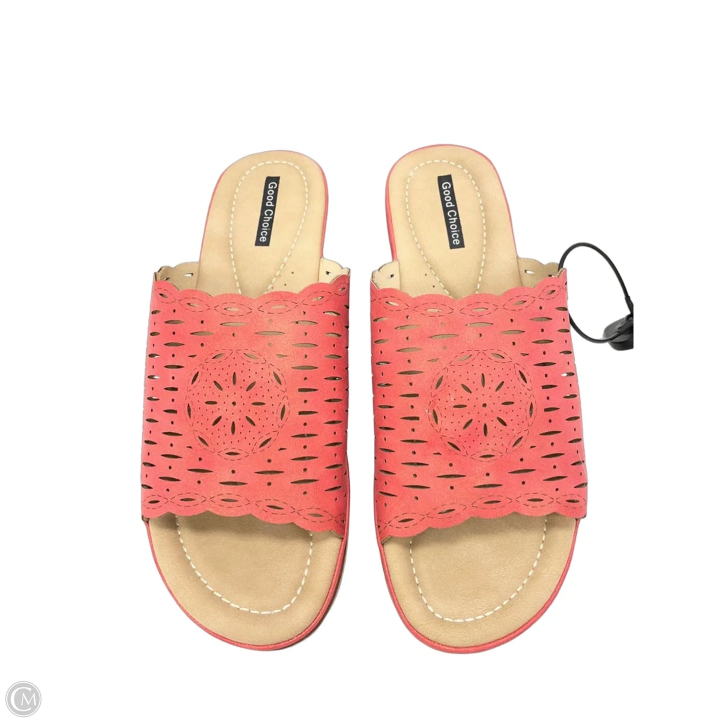 Sandals Heels Wedge By GOOD CHOICE  In Coral, Size: 8.5