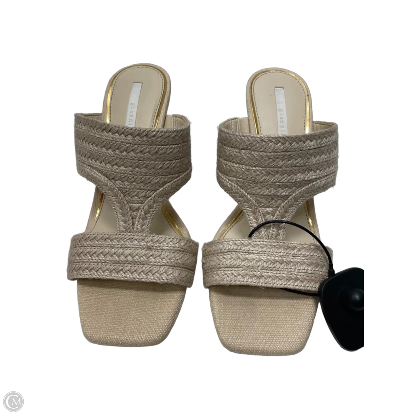 Sandals Heels Block By Gianni Bini In Black & Tan, Size: 7.5