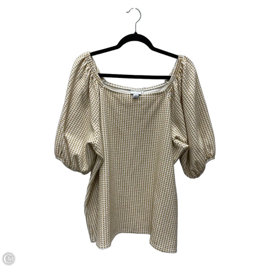 Top Short Sleeve By Ava & Viv In Cream & Yellow, Size: 2x