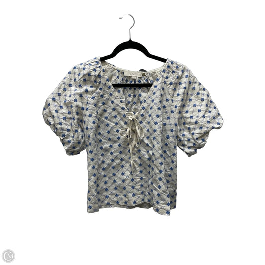 Top Short Sleeve By Loft In Blue & Tan, Size: Xs