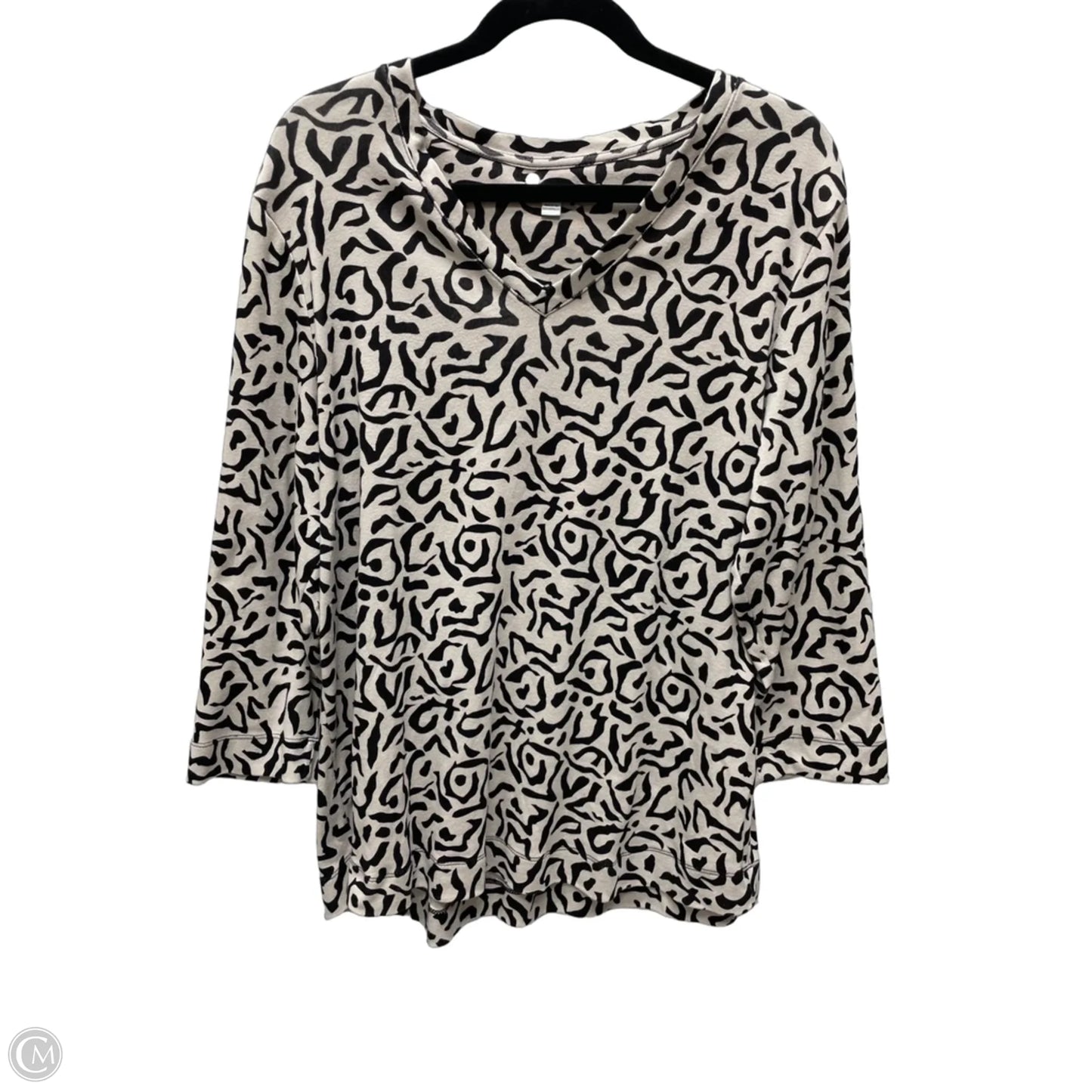 Top Long Sleeve By Chicos In Black & Tan, Size: Xl