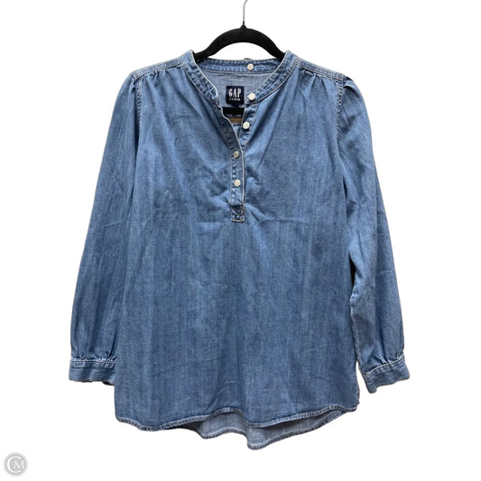 Top Long Sleeve By Gap In Blue Denim, Size: S