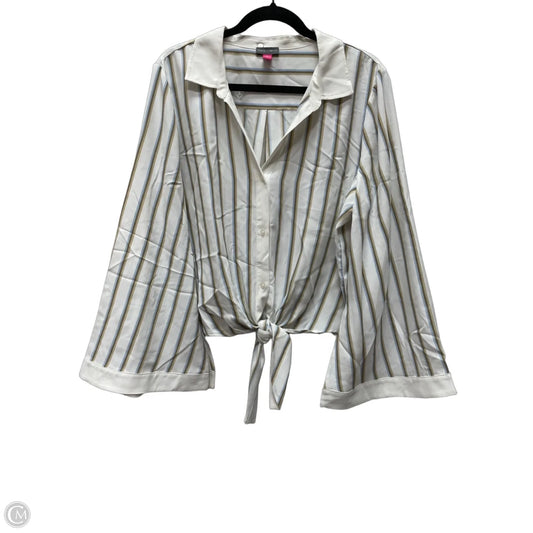 Blouse Long Sleeve By Vince Camuto In Striped Pattern, Size: Xl