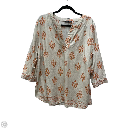 Top Long Sleeve By Tahari In Orange & Tan, Size: 1x