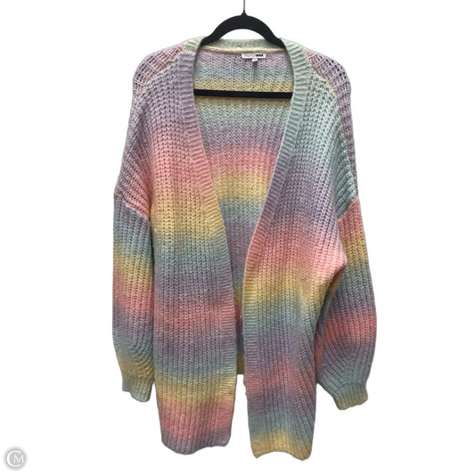 Sweater Cardigan By Fashion Nova In Rainbow Print, Size: 1x