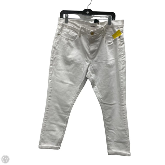 Jeans Skinny By Frame In White Denim, Size: 16