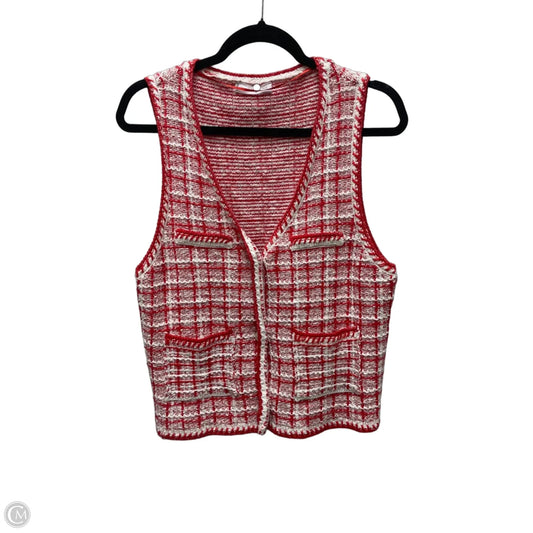 Vest Sweater By Mng In Red & White, Size: M