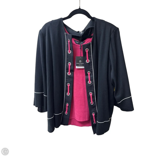 Sweater 2pc By Ming Wang In Black & Pink, Size: 1x