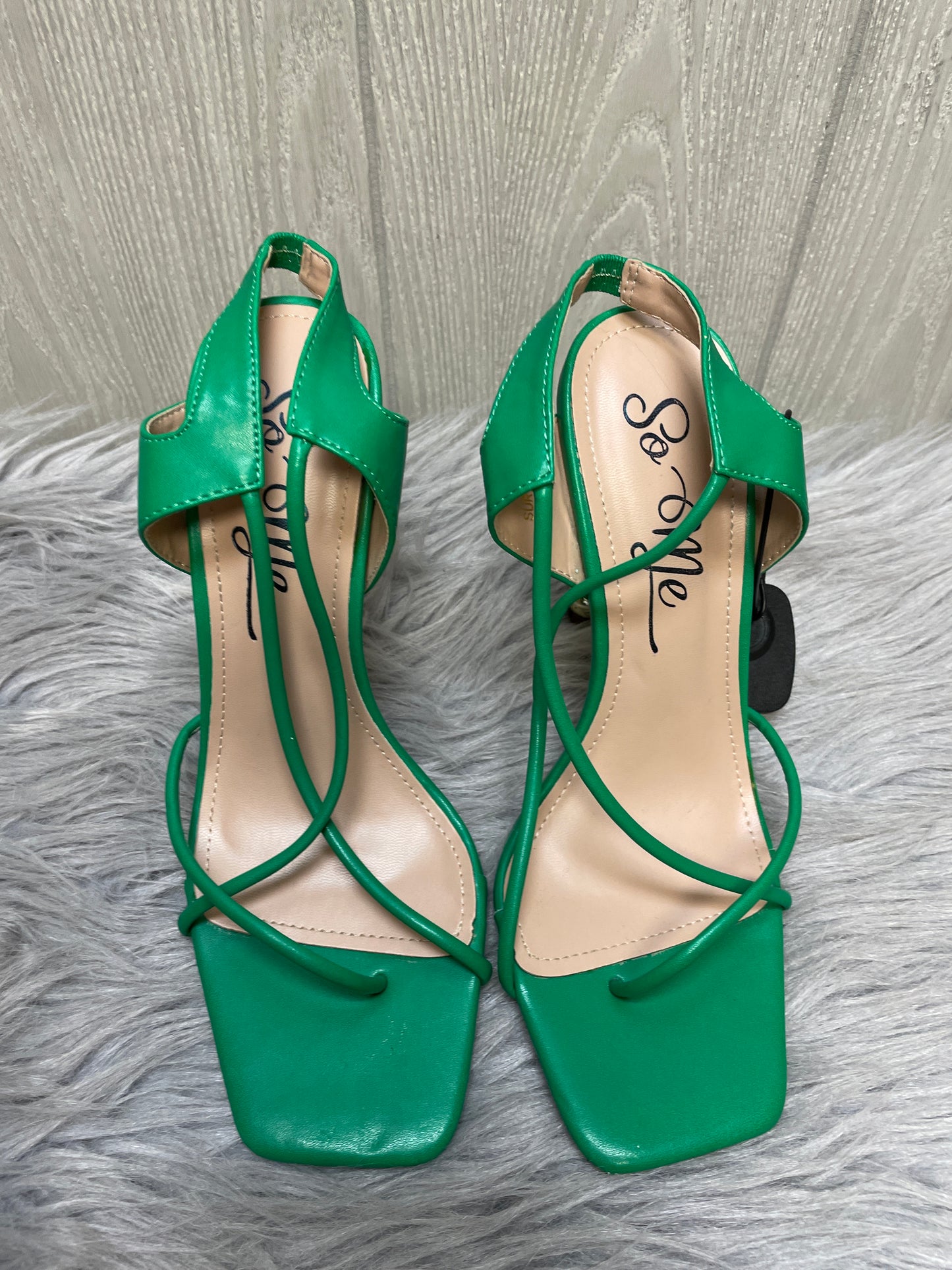 Gold & Green Sandals Heels Stiletto So Me, Size 10