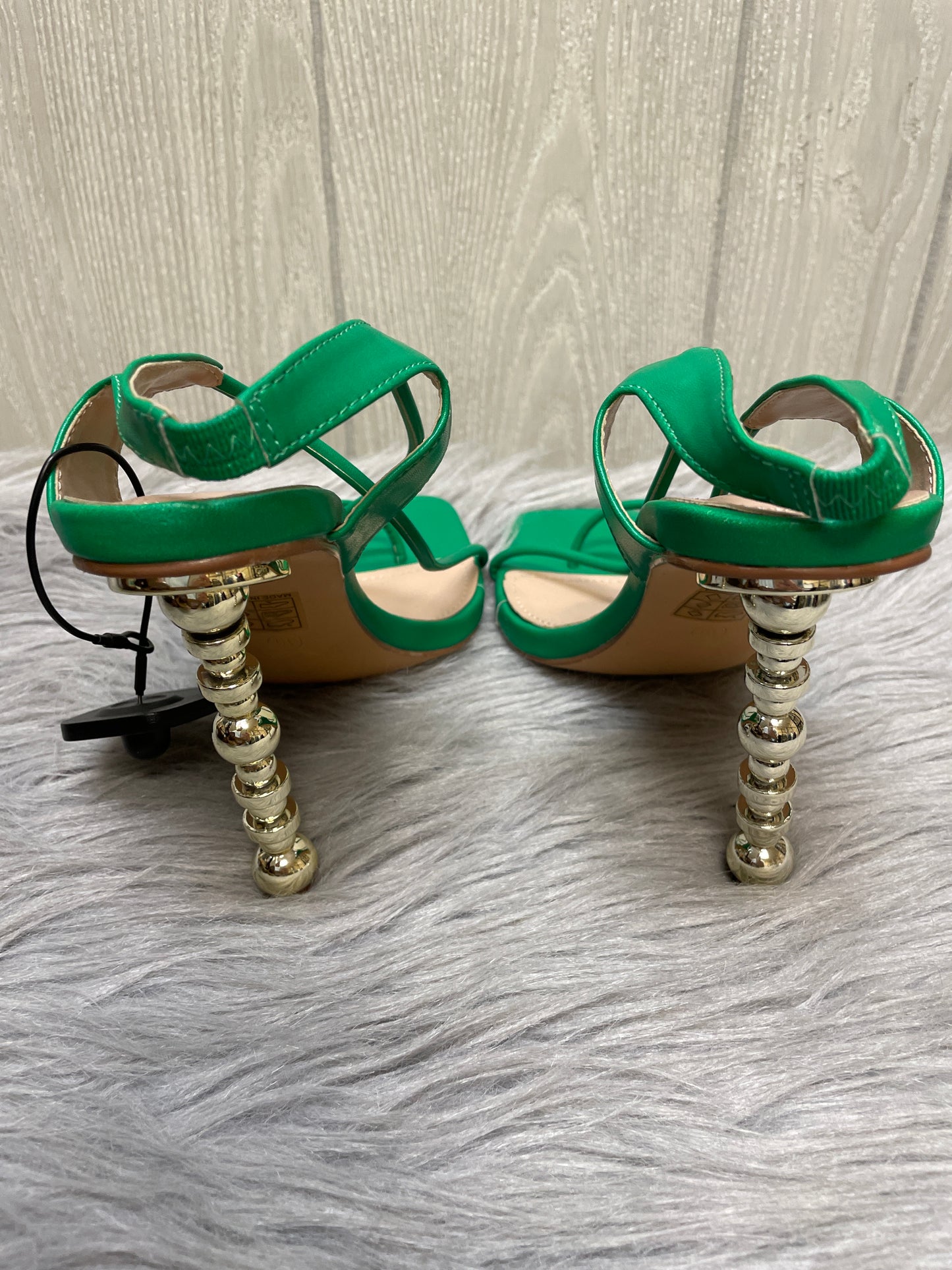 Gold & Green Sandals Heels Stiletto So Me, Size 10