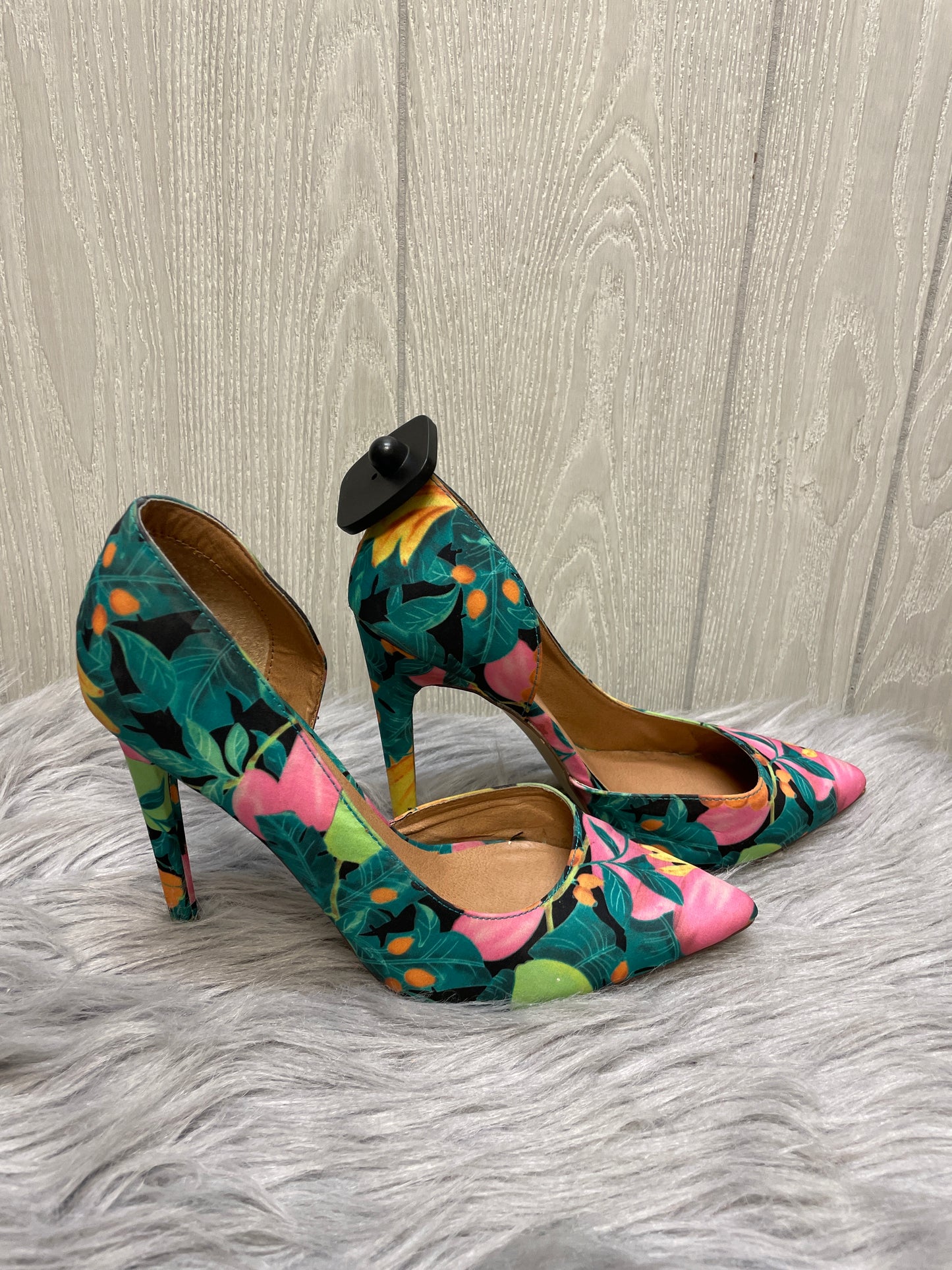 Tropical Print Shoes Heels Stiletto Just Fab, Size 8.5