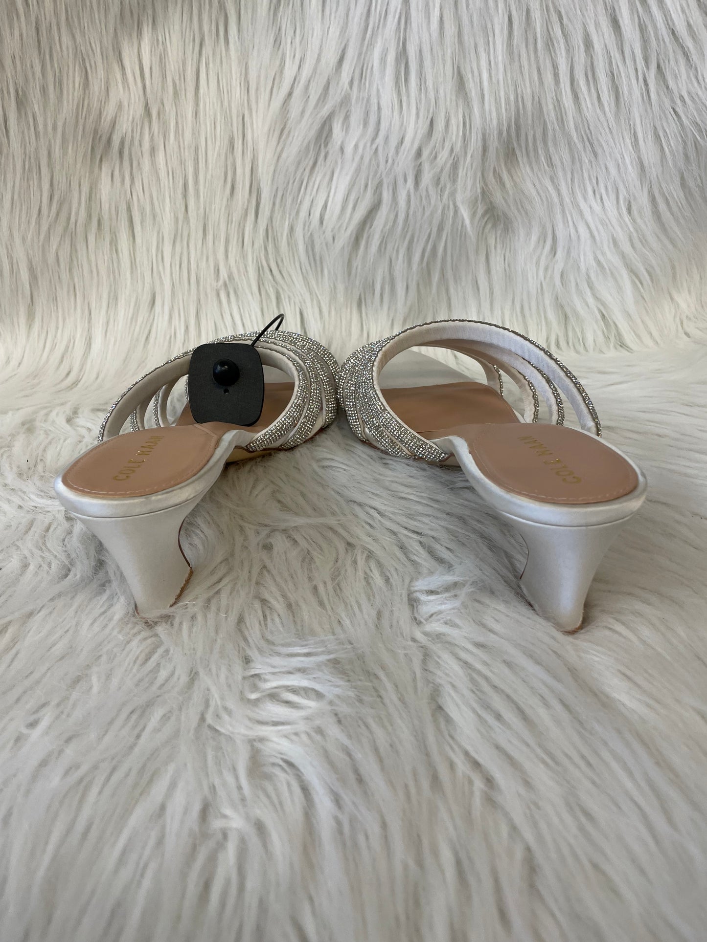 Silver & White Sandals Heels Kitten Cole-haan, Size 10