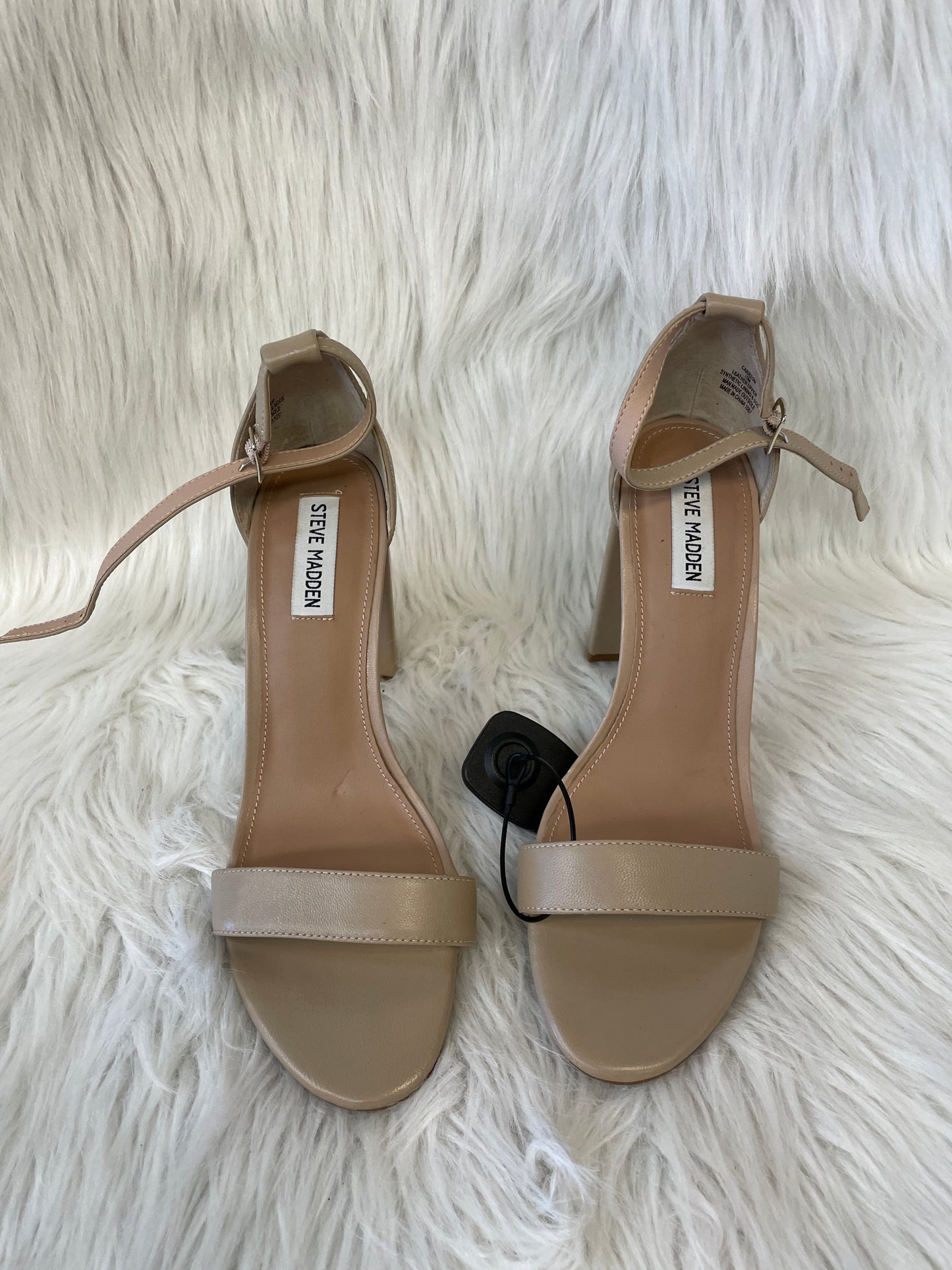 Tan Sandals Heels Block Steve Madden, Size 10