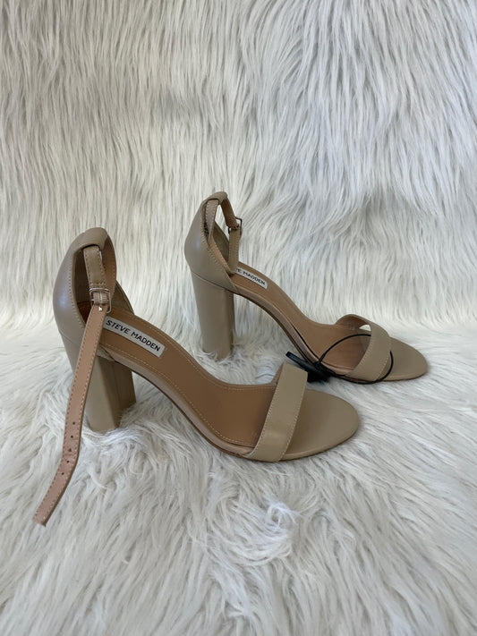 Tan Sandals Heels Block Steve Madden, Size 10