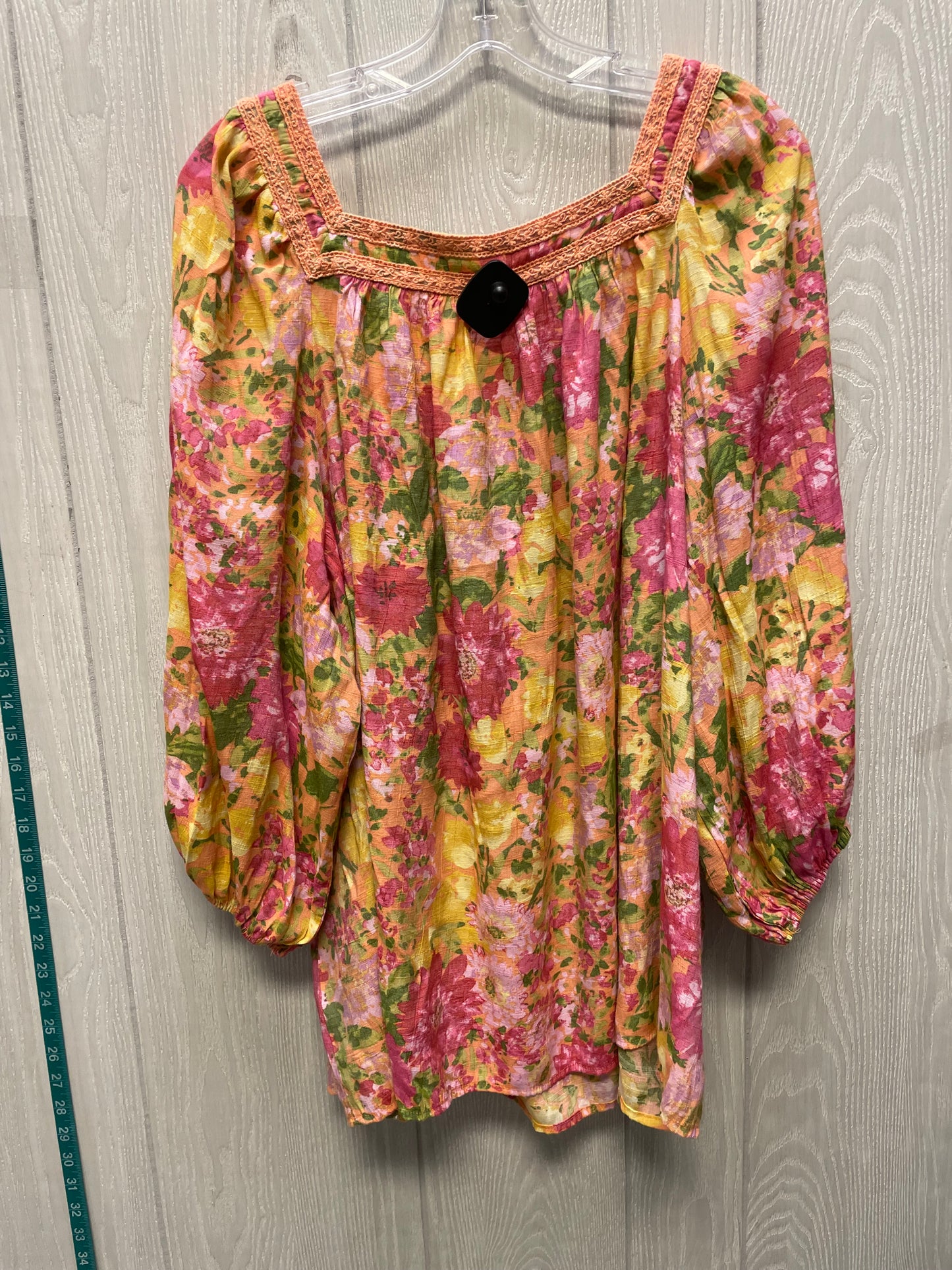 Blouse 3/4 Sleeve By Lc Lauren Conrad In Floral Print, Size: 2x