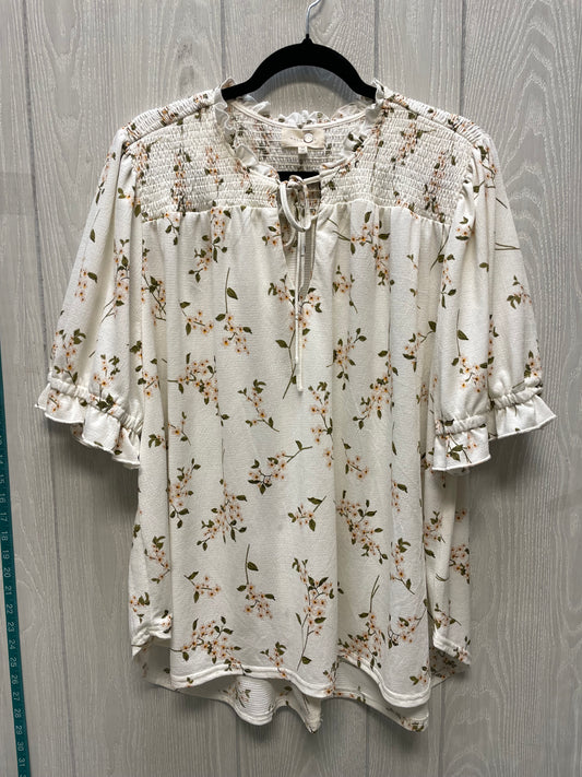 Blouse Short Sleeve By Melloday In Floral Print, Size: 3x