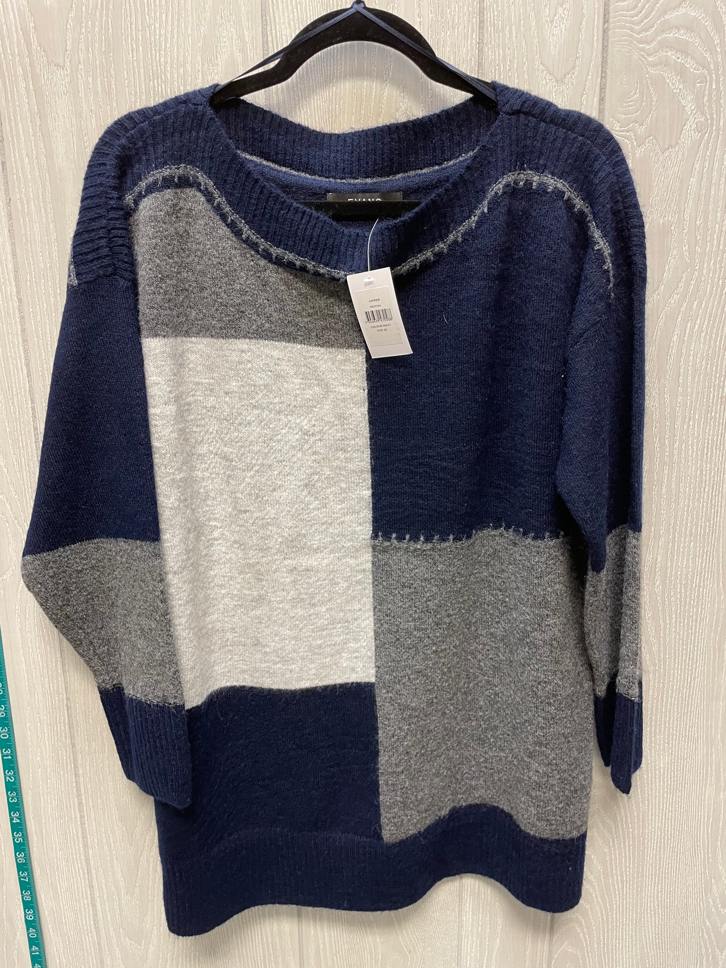 Sweater By evans In Blue & Grey, Size: 1x