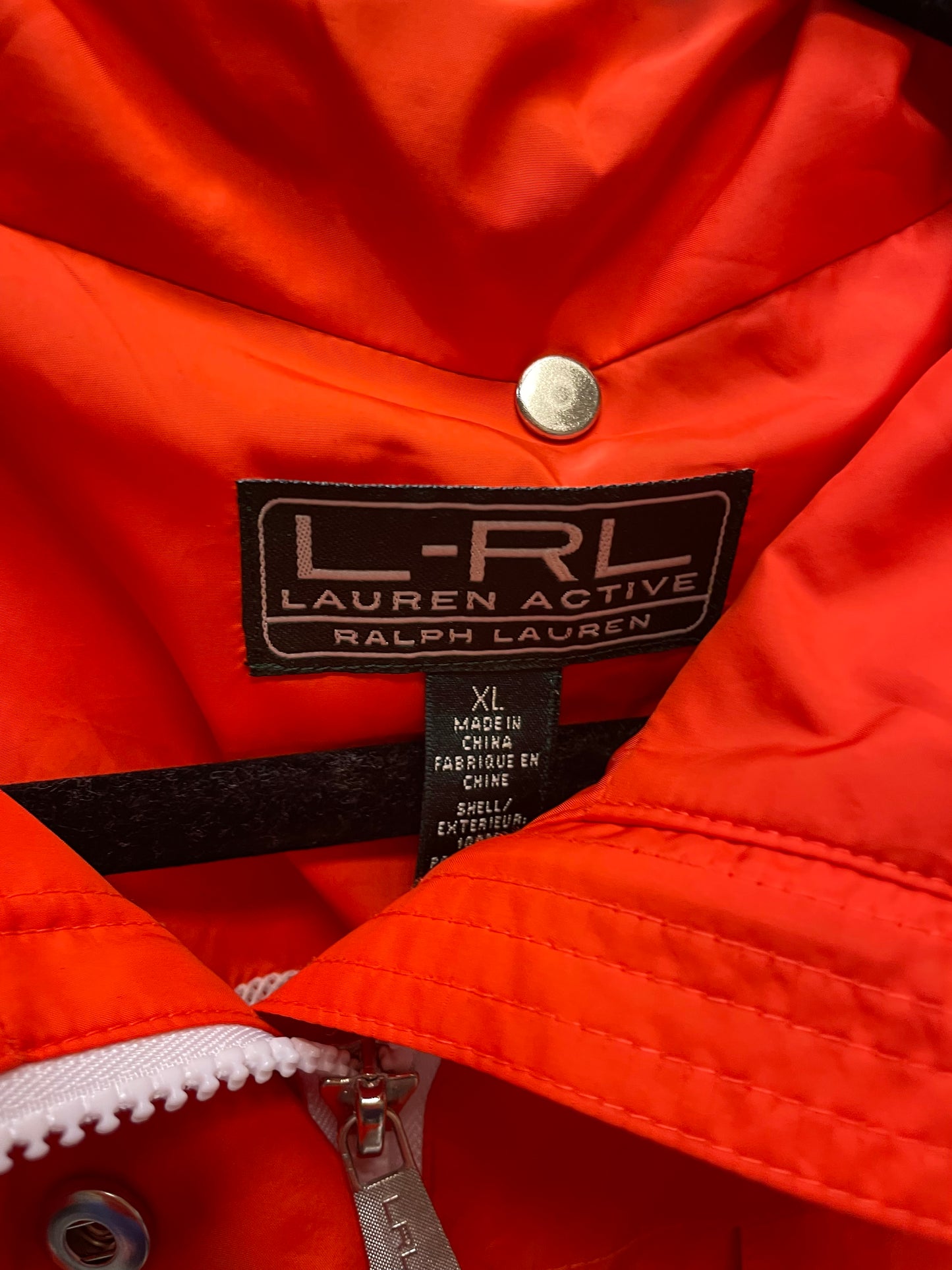 Jacket Windbreaker By Lauren By Ralph Lauren In Orange & White, Size: Xl