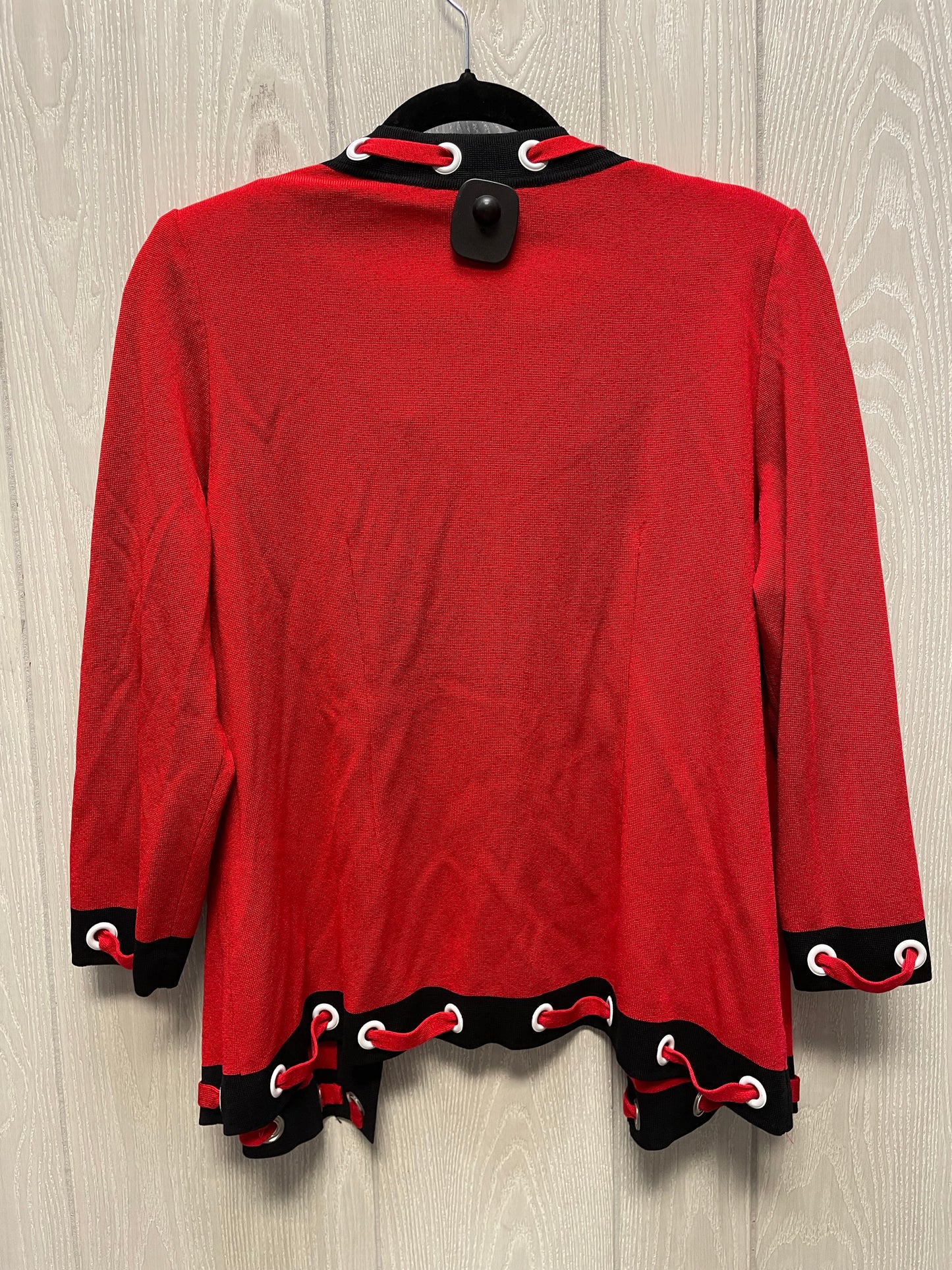 Sweater Cardigan By Misook In Black & Red, Size: M